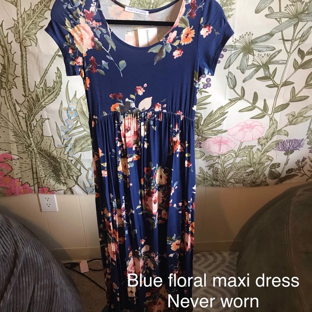 Blue floral maxi dress